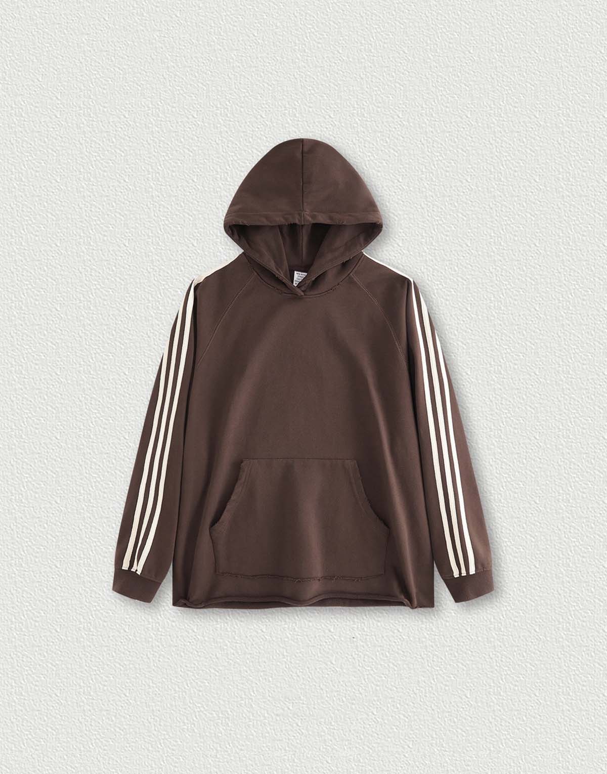 Men's American Retro Three-Stripe Color-Blocked Raglan Hoodie-mh294-2